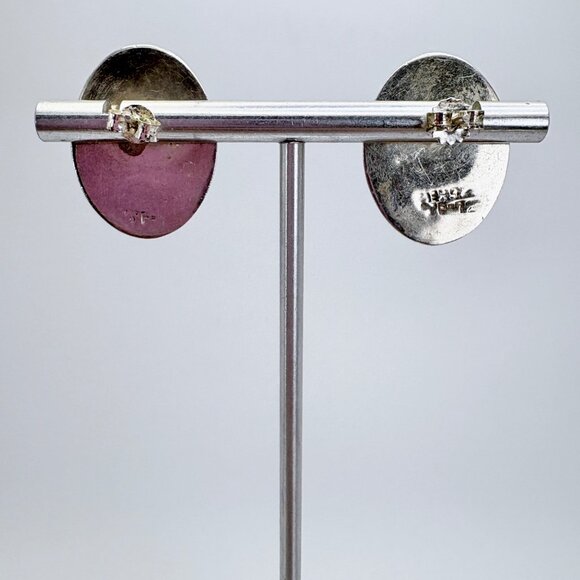 VTG Sterling SIlver 925 Spiny Oyster Bezel Set Stud Earrings Size 1" Length - Picture 6 of 9